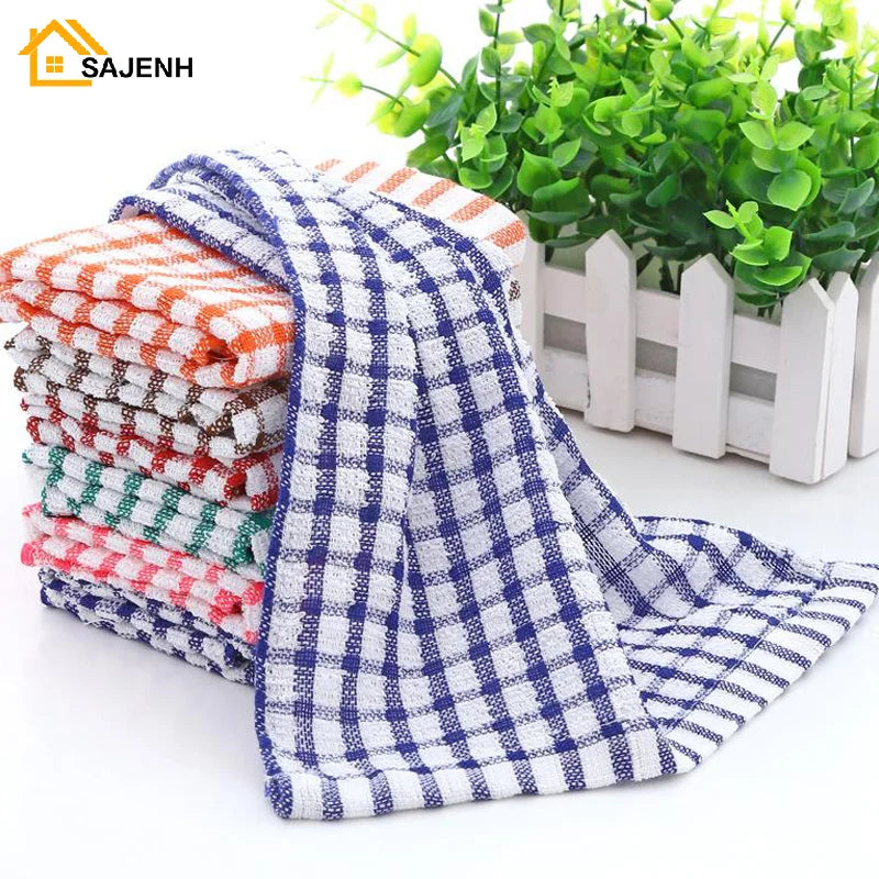 Kitchen Towel Tea Towel Dish Cloth Absorbent Cotton Jacquard Plaid Towel