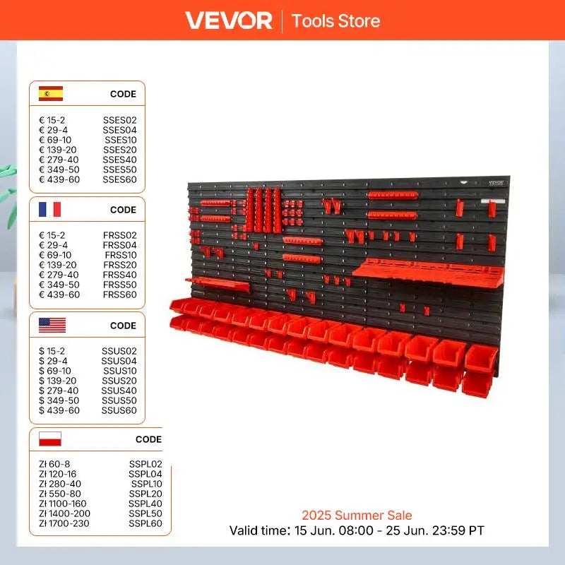 SucceBuy Wall Mounted Storage Bins 30/48-Bin Parts Rack Organizer Garage with Wall Panels Hooks Plastic Shop Tool