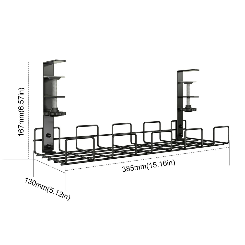Under Table Cable Management Rack Heavy Duty Wire Management Tray Adjustable Thickness Under Desk Cord Organizer for Home Office