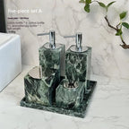 Luxury Marble Bath Set: Shampoo Bottles, Tray & Canister Organizer, Natural Stone Accessories for Home & Hotel Bathroom Decor