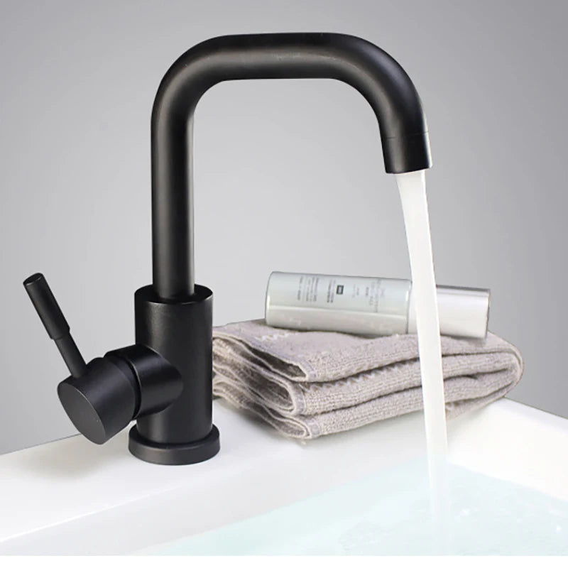Suguword Bathroom Basin Faucet Stainless Steel Hot Cold Wash Mixer Crane Tap Rotation Sink Faucets Single Handle