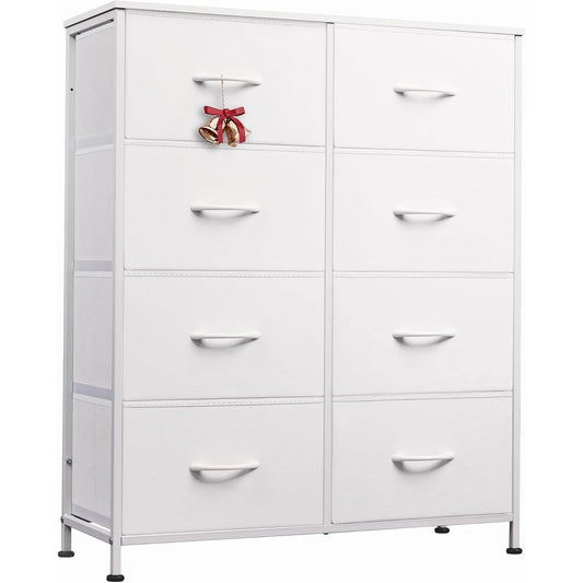 Fabric Dresser for Bedroom, Tall Dresser with 8 Drawers, Storage Tower with Fabric Bins, Double Dresser, Chest of Drawers