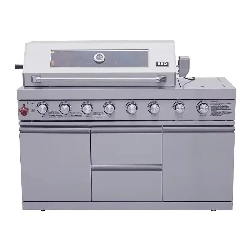 Customizable Modular Complete Outdoor Kitchen Set with BBQ Grill, Fridge & Sink for Backyard Family Gatherings & Patio Parties