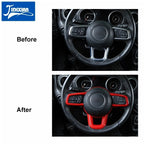 JIDIXIAN fit for Jeep Wrangler JL for Gladiator JT 2018 2019 2020 2021 2022 2023 2024 Car Steering Wheel Decoration Panel Cover