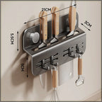 Suction Cup Kitchen Knife Rack Carbon Steel Wall Mount Punch Free Multifunctional Kitchen Rack Traceless Utensil Storage Rack