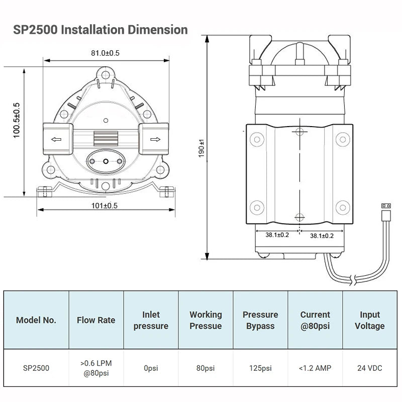 Coronwater 50 Gpd Self Priming RO Water Booster Pump in Reverse Osmosis System for Well, Storage Tank SP2500