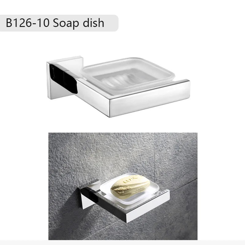Chrome Polished Bathroom Hardware Mirror Chrome Polished Towel Rack Toilet Paper Holder Towel Bar Hook Bathroom Accessories