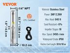 SucceBuy Deep Well Submersible Pump 0.5/1/1.5/2/3 HP 230V/60Hz Stainless Steel Water Pumps for Industrial, Irrigation & Home Use