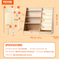 SucceBuy 4-Tier Kids Wooden Bookshelf 6-Layer Sling Bookcase Baby Storage Book Rack for Kids Room Playroom Kindergarten Nursery