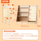 SucceBuy 4-Tier Kids Wooden Bookshelf 6-Layer Sling Bookcase Baby Storage Book Rack for Kids Room Playroom Kindergarten Nursery