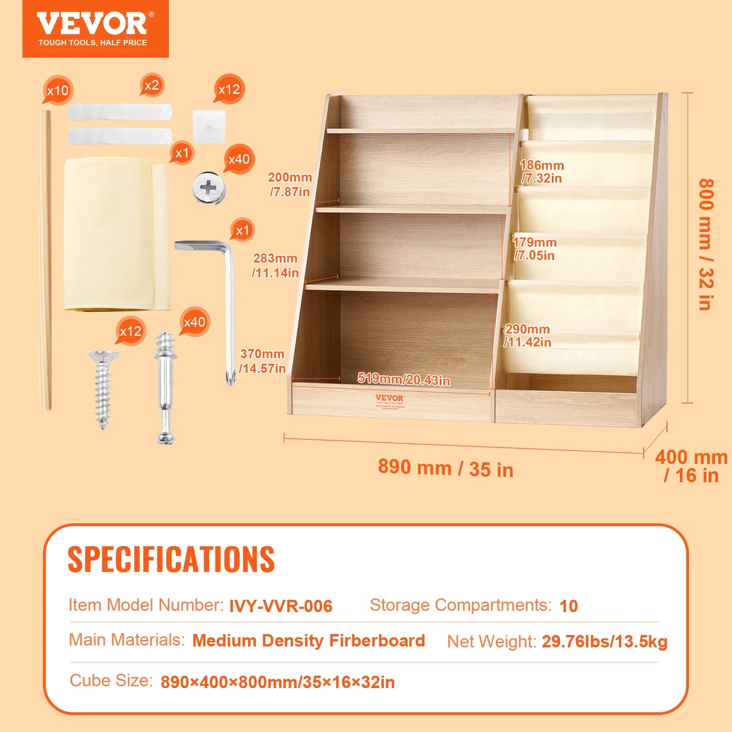 SucceBuy 4-Tier Kids Wooden Bookshelf 6-Layer Sling Bookcase Baby Storage Book Rack for Kids Room Playroom Kindergarten Nursery