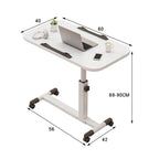Overbed Table Adjustable Height Over The Bed Mobile Hospital Bedside Table With Tilting Desktop, Wheels, Rolling Standing Laptop