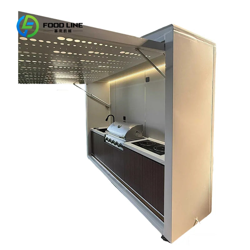 Customized Chic Compact Outdoor Kitchen Balcony Grilling Customizable Small Space Apartment Bbq With Storage Shelves