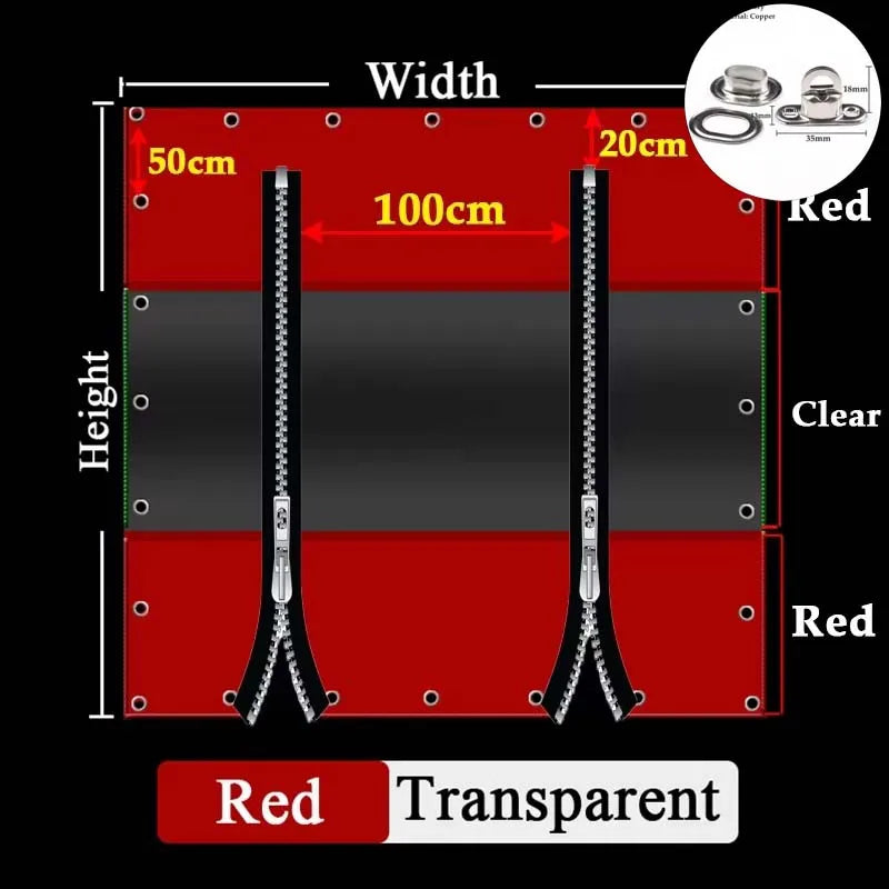 Customizable Transparent Zipper Tarpaulin with Twist Lock Pergola See Though Tarpaulin Heavy Duty Carwash Room Waterproof Screen