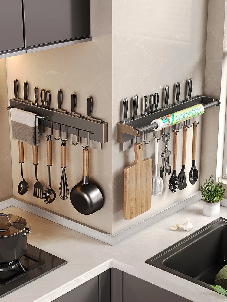 Stainless Steel Kitchen Paper Towel Rack Wall Shelf with Hook Kitchen Gadgets Hanging Organizers Storage Utensils for Kitchen