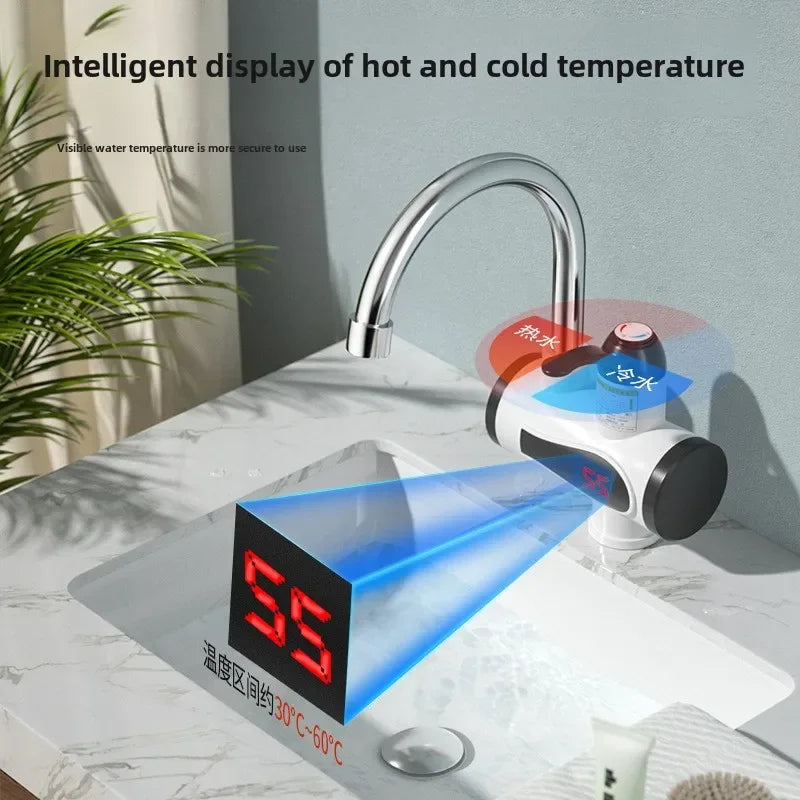 Tankless Instantaneous Faucet Water Heater Instant Water Heater Tap Kitchen Hot Water Crane LED Digital EU Plug