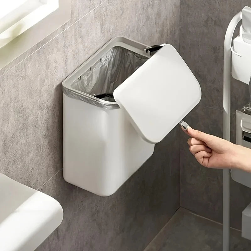 Kitchen Trash with Cover Home Cupboard Door Wall-mounted Hanging Creative Storage Toilet Bathroom Paper Basket Papelera