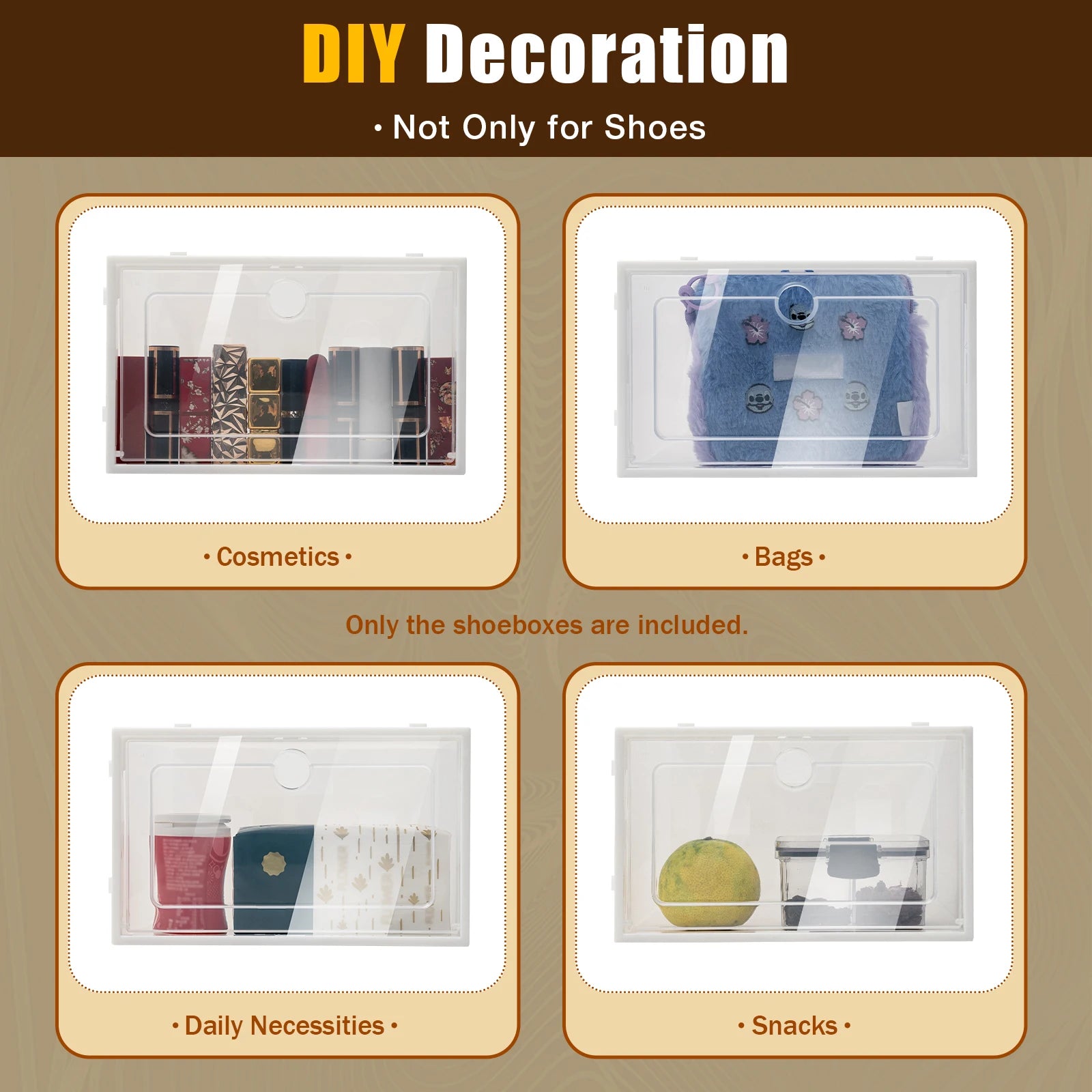 24-Pack Thick Transparent Shoe Boxes