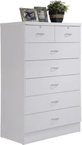 7 Drawer Wood Dresser for Bedroom,31.5inch Wide Chest of Drawers,with 2 Locks on the Top Drawers,Storage Organization Unit,White