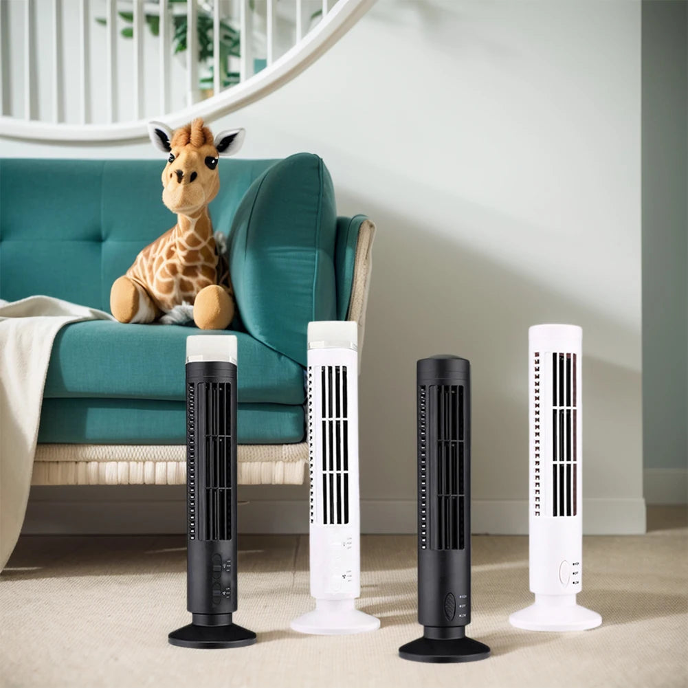 LED Tower Fan Bladeless Cooling Fan 2 Gear Speed Mini Vertical Conditi