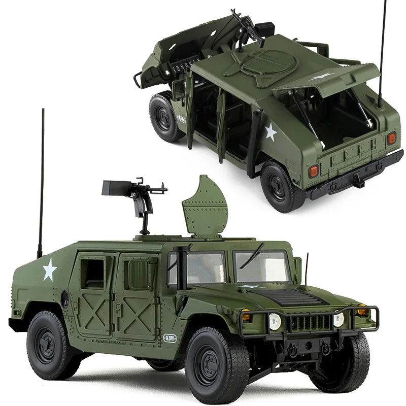 Large Size 1:18 Hummer H1 Military Explosion Proof Car Model Alloy Diecast Simulation Toy Armored Car Metal Tank Model Gift