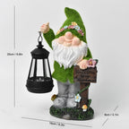 Flocking Gnome Statues with Solar Lantern Outdoor Resin Ornament Easter Garden Gnomes Funny for Yard and Patio Decor