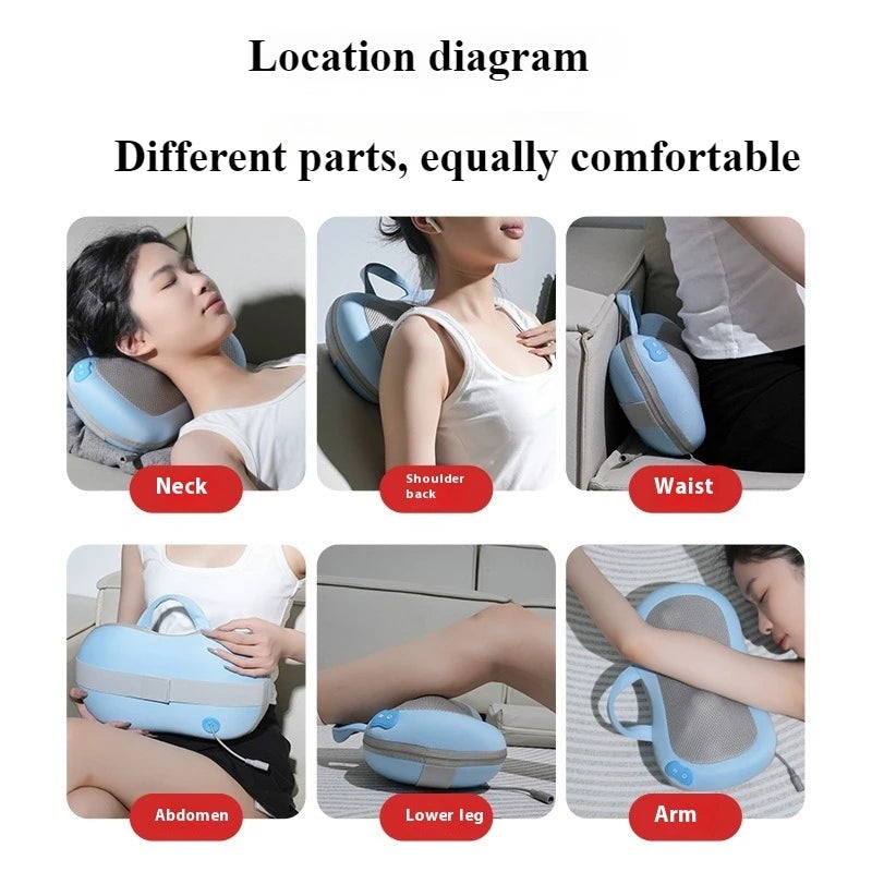 New 3-Speed Adjustment Infrared Heating Neck Back Massage Pillow Red Light Hot Compress Wireless Portable Shiatsu Massage Pillow