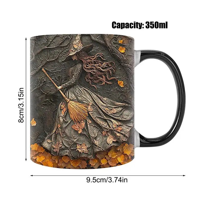 1pcs Witch Coffee Mug 350ml Ceramic Coffee Cup Water Cups Summer Winter Drinkware Birthday Gifts Halloween Gift For Women Men