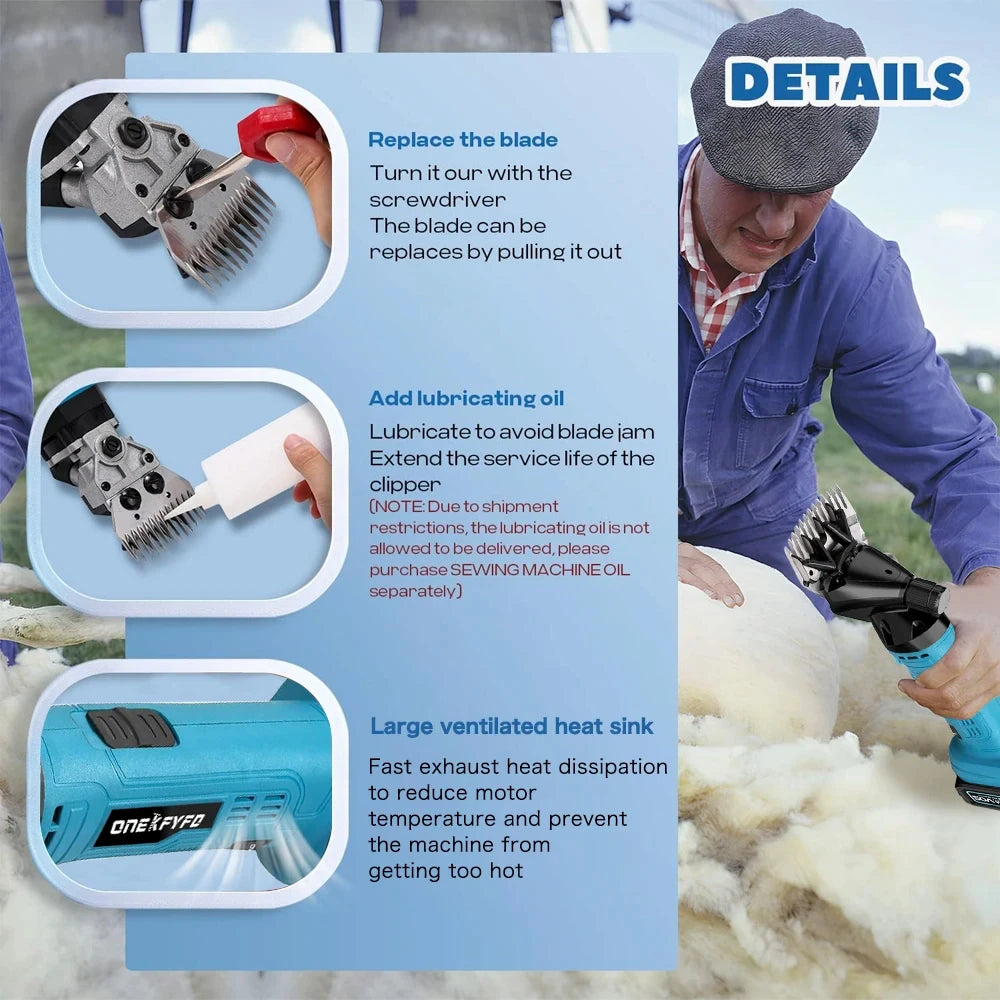 6 Speed 13 Teeth Electric Wool Shears Goat Horse Hair Scissor Wireless Sheep Shearing Farm Clipper tool for Makita 18V Battery