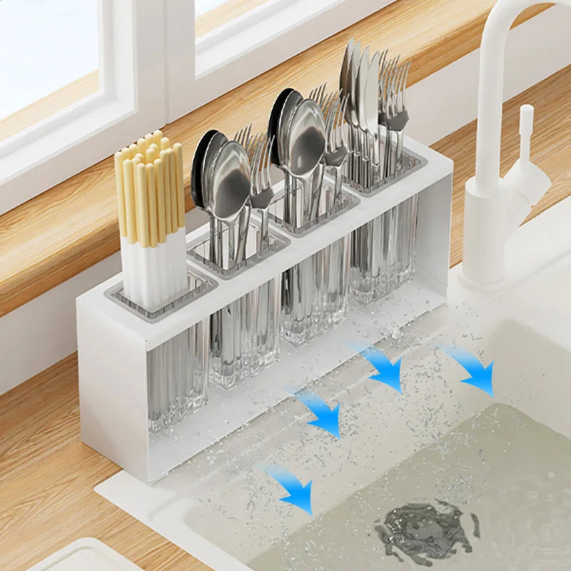Sink countertop, chopstick cage, multifunctional spoon fork storage rack, tableware drainage rack, storage kitchen utensils