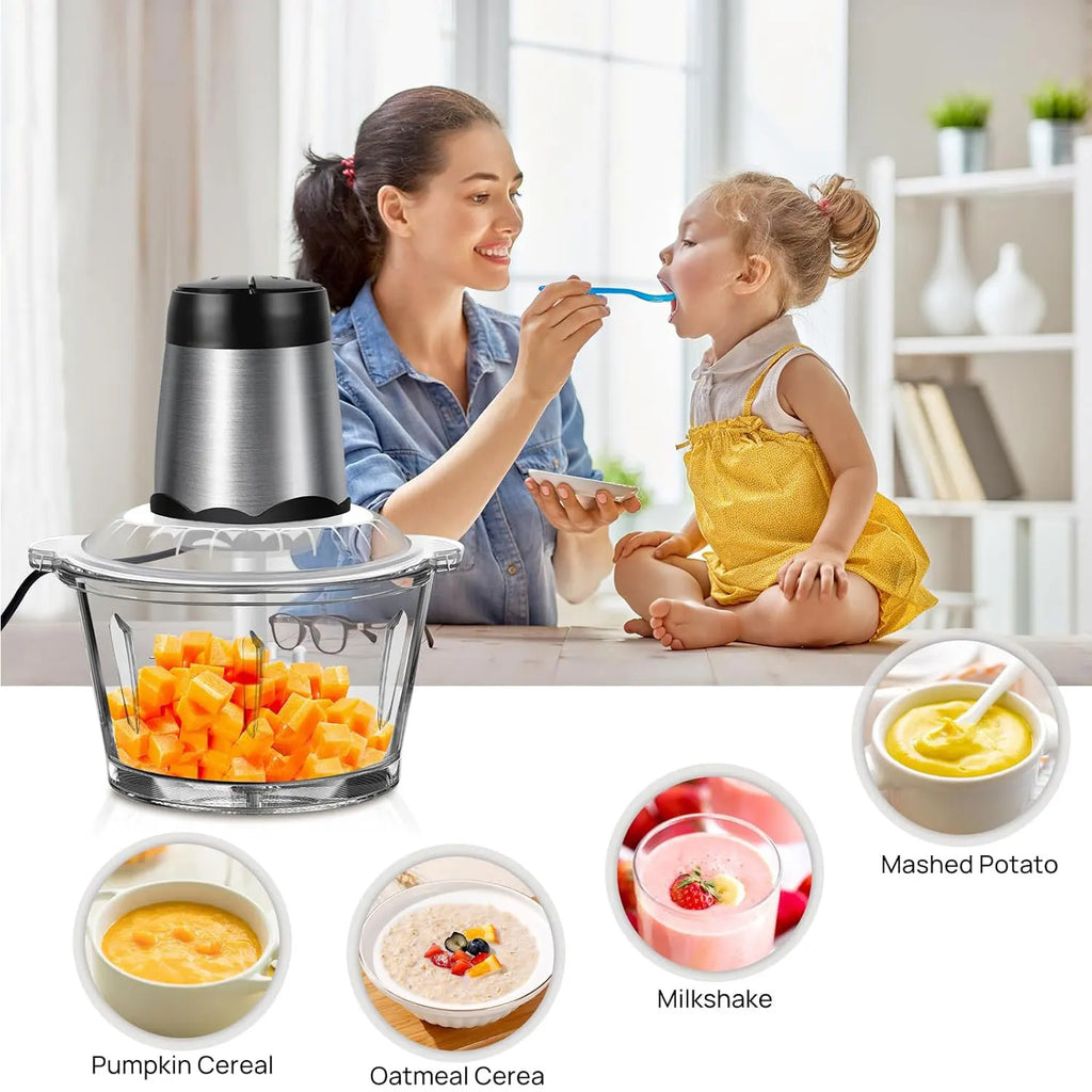 Electric Food Choppers and Dicers Mini Blender Food Processor 2L Glass Bowl Vegetable Grinder Meat Blender Meat Mincers