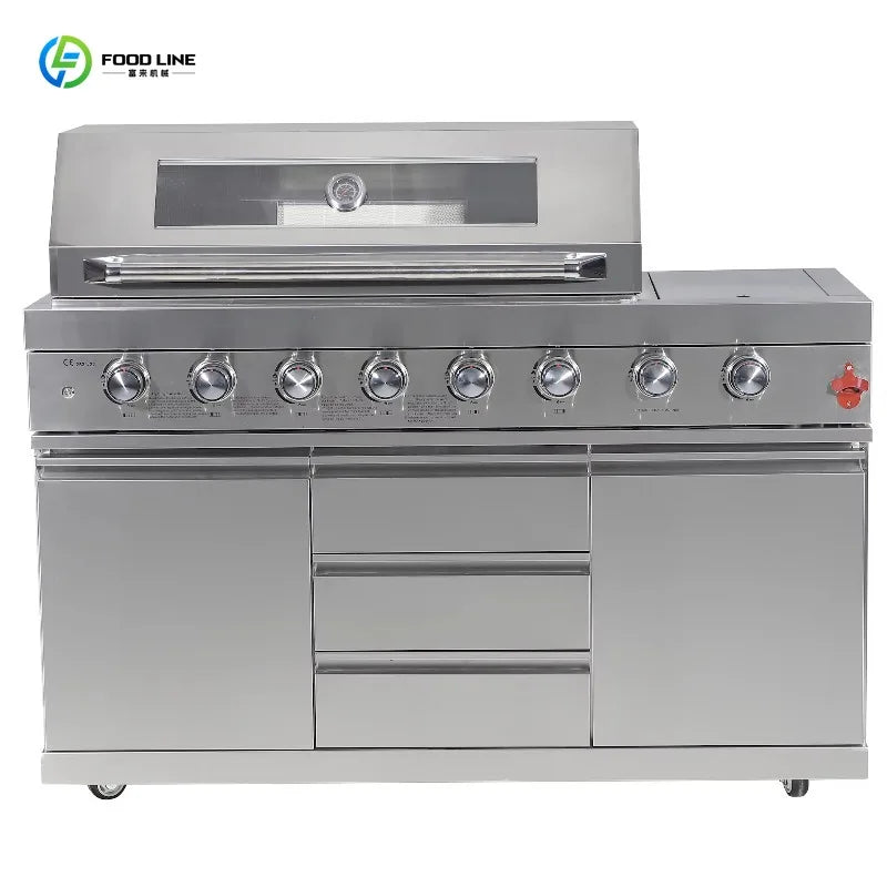 Customized Premium Outdoor Kitchen Garden with Sink Grill Island Durable Modular Stainless Steel Refrigerator Cabinet