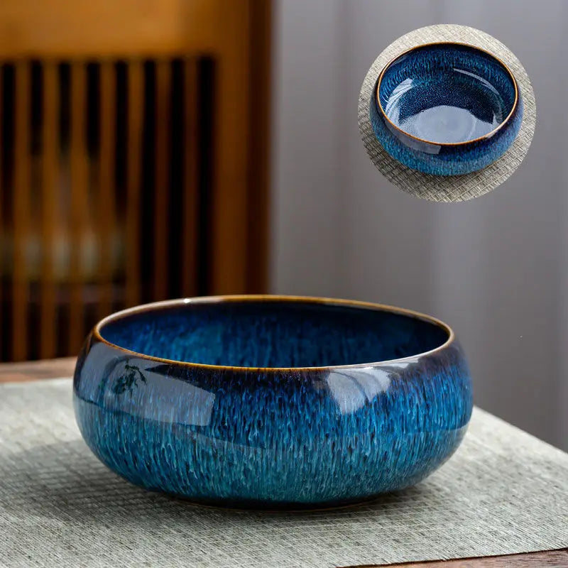 Lotus Planter Ceramic Glazed Bowl-Water Garden Planter for Lotus Water Lily&Aquatic Plants Leak-Proof Indoor/Outdoor Decor