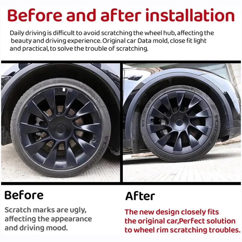 YIKUN For Tesla Model Y 20 Inch Rim Wheel Hub Protection Patch Protectors ABS Wheel Guard Covers Hubcap Accessories 2018-2024