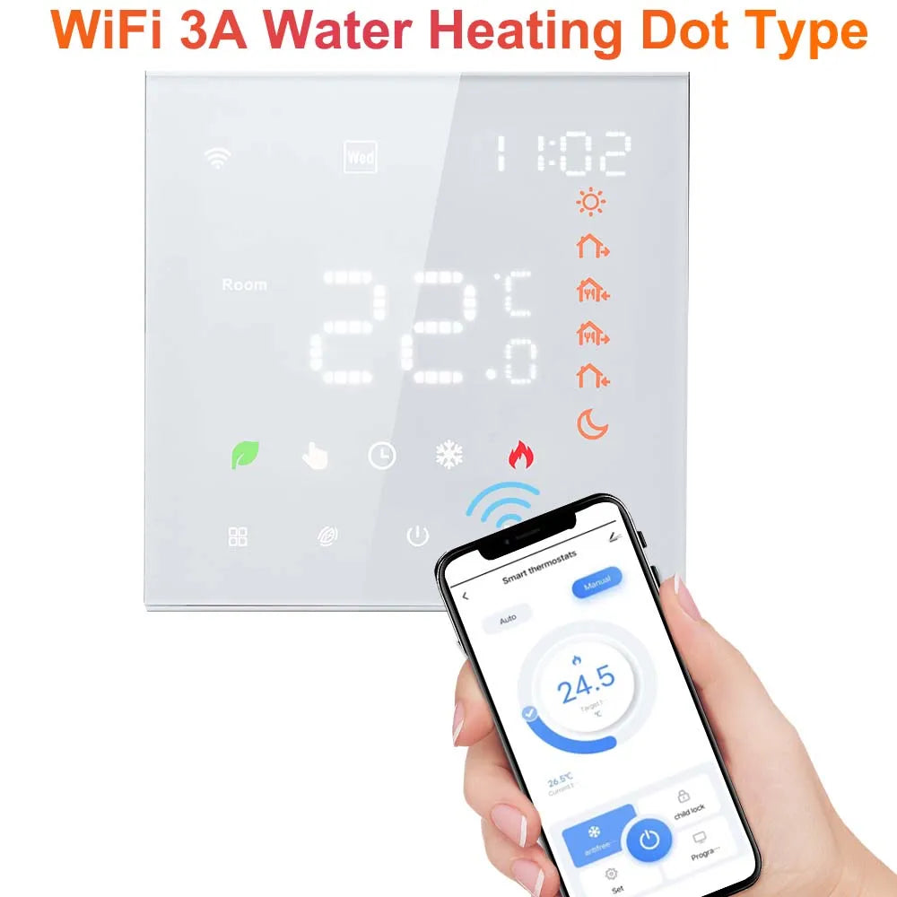 Smart Tuya WiFi Thermostat Voice Control 3A Digital Programmable LCD Display Underfloor Heating Temperature Controller for Water