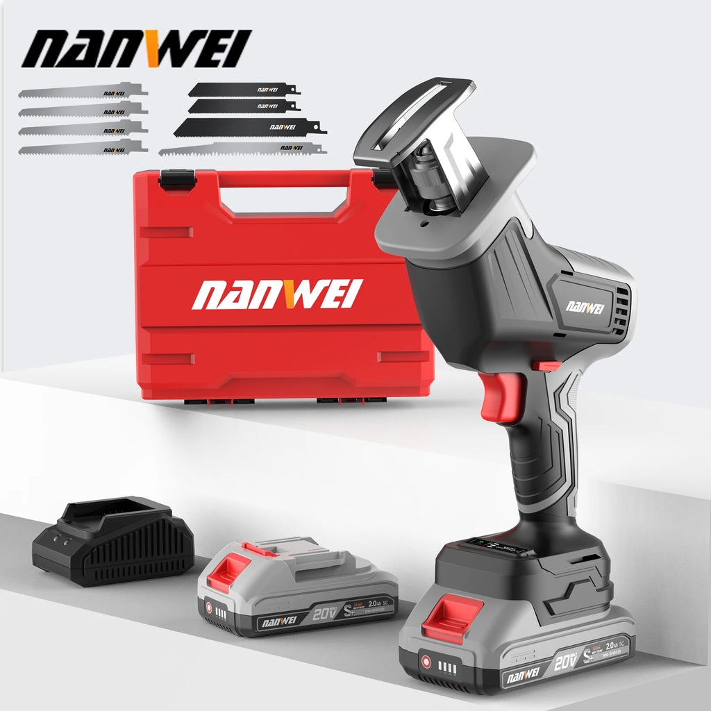 NANWEI Brushless Reciprocating Saw Power Tool Reciprocating Saw Metal Cutting Wood Cutting Tool Electric Drill Accessory