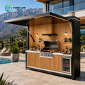 Customized Modular Aluminum Alloy Outdoor Kitchen Shed with Weatherproof Stainless Countertop Sink Modern Design Remote Control