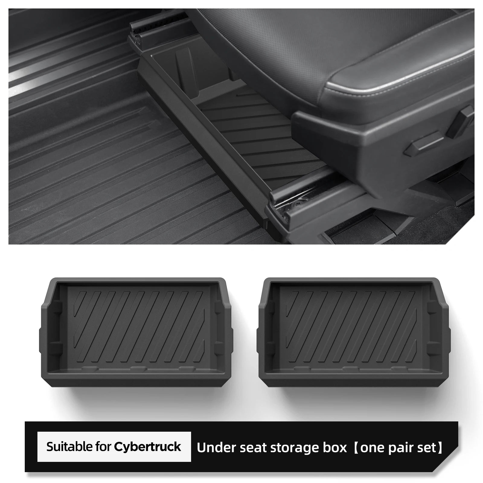 for Tesla Cybertruck Under Seat Storage Box Car Accessories Drawer Type Organizer Storage Front Seat Lower Box Case 2024-2025
