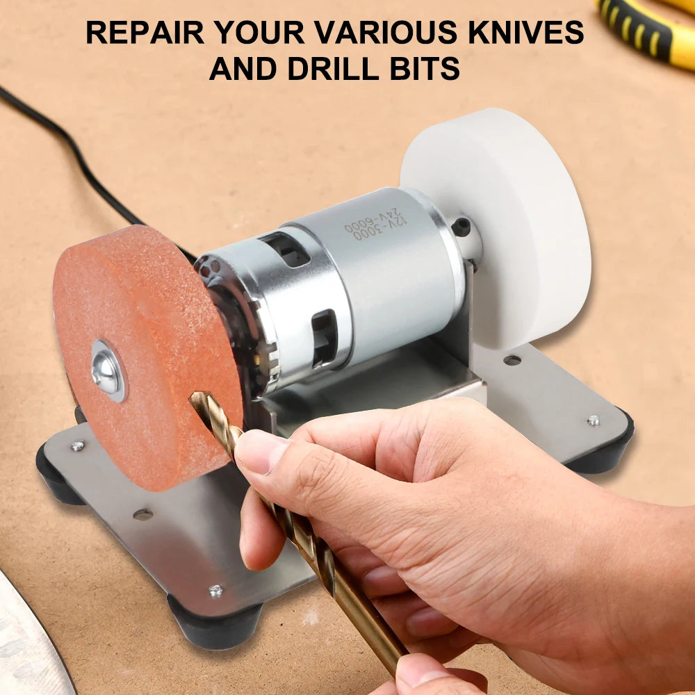 Micro Coarse and Fine Polishing Grinder Motor Double Grinder MachineArtifact Table Mini Electric Grinding Wheel Grindig Stone