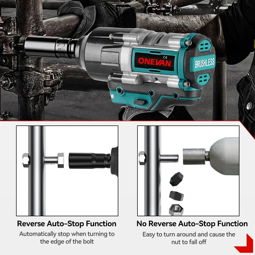 ONEVAN 3100N.M Torque Brushless Electric Impact Wrench Cordless Wrench Screwdriver Socket Power Tools For Makita 18V Battery Pin