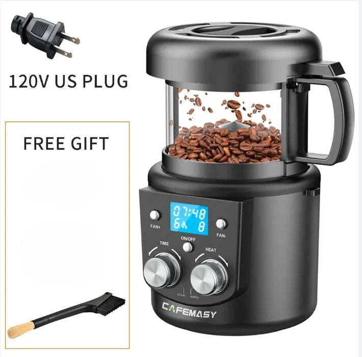 CAFEMASY 80-100g Home Coffee Roaster Electric Mini No Smoke Coffee Beans Baking Roasting Machine 110-240V Coffee Bean Roaster
