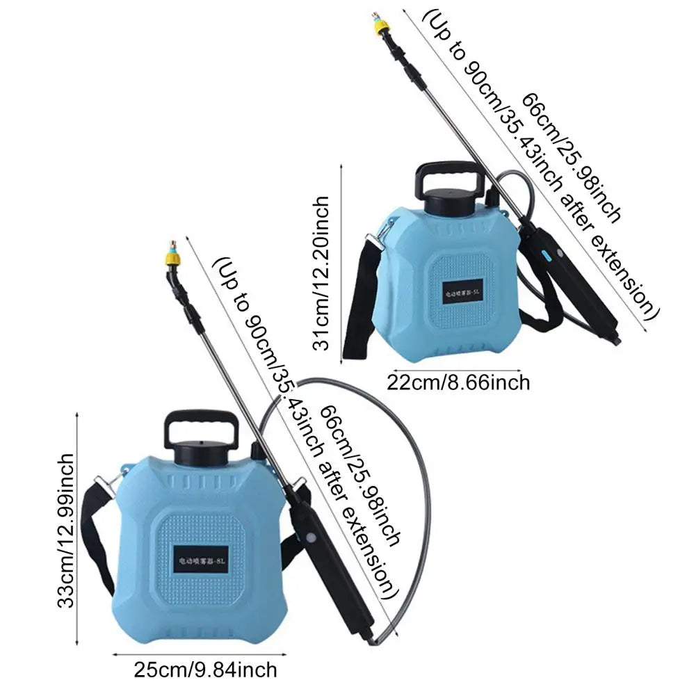 5L/8L Garden Electric Sprayer Backpack Sprayer with Shoulder Strap Telescopic Wand 2 Nozzles Battery Powered Sprayer for Yard
