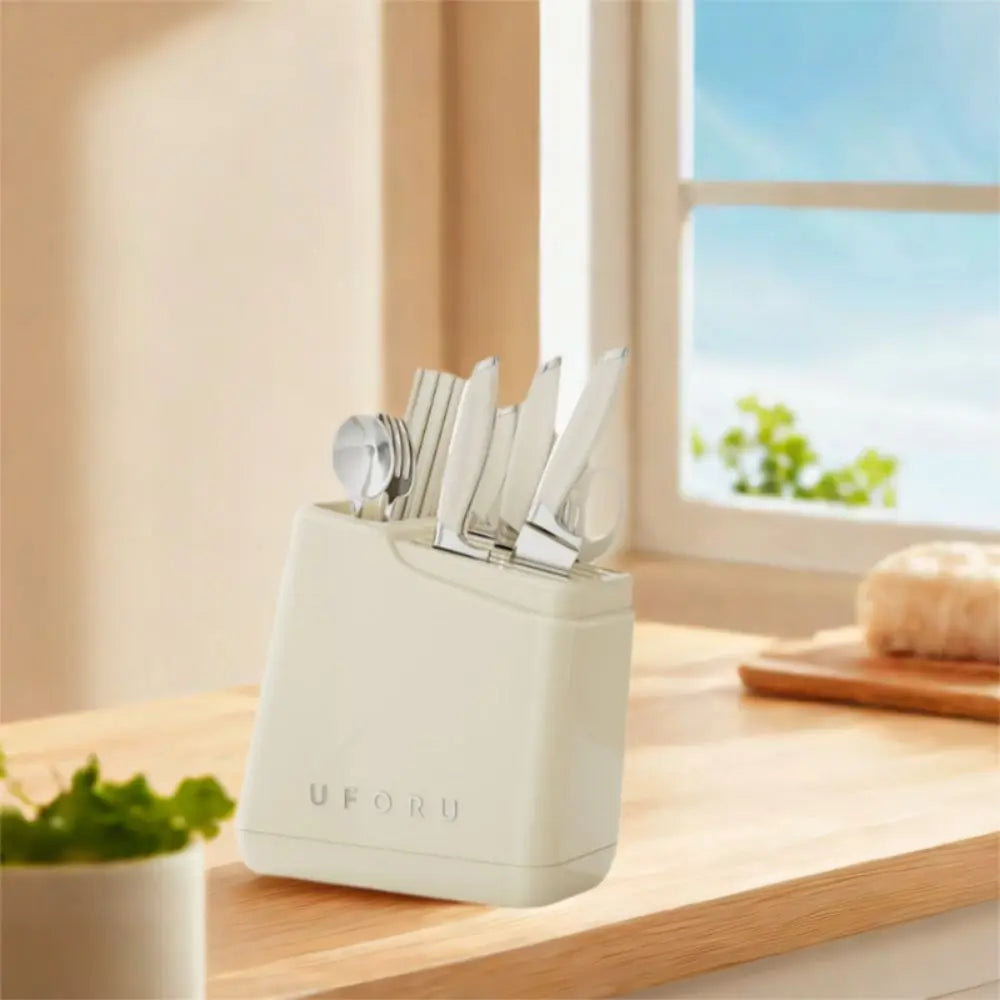 Stable Knives Storage Rack Large Capacity Space Saving Countertop Knives Holder Anti-slip Plastic Cutlery Organizer Kitchenware