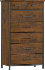 7 Drawer Tall Dresser with Sturdy Metal Frame, Industrial Drawer Chest for Bedroom, Clothes Storage Cabinet