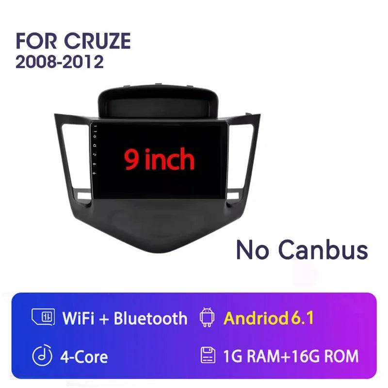 4G+64G Stereo Android 15 For Chevrolet Cruze J300 2008-2014 for Tesla Style Car 4G GPS Navi Player Radio Carplay 2 Din Autoraido
