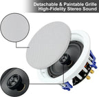 Herdio Passive Ceiling Speakers 6.5‘’ 320W 2-Way Round Flush Mount Speakers Perfect For Home Theater Living Room Bathroom Pair