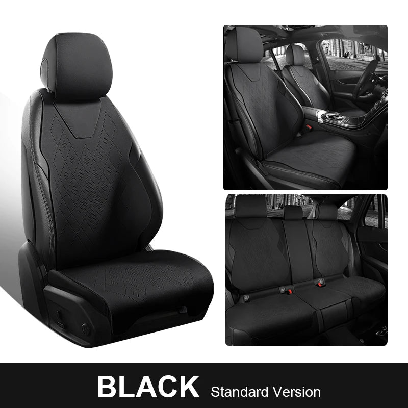 Universal Fit Car Accessories Suede Saddle Seat Cushion Pad Half Covered for 90% Sedan SUV Suede Universal Set Cover 5 Seats