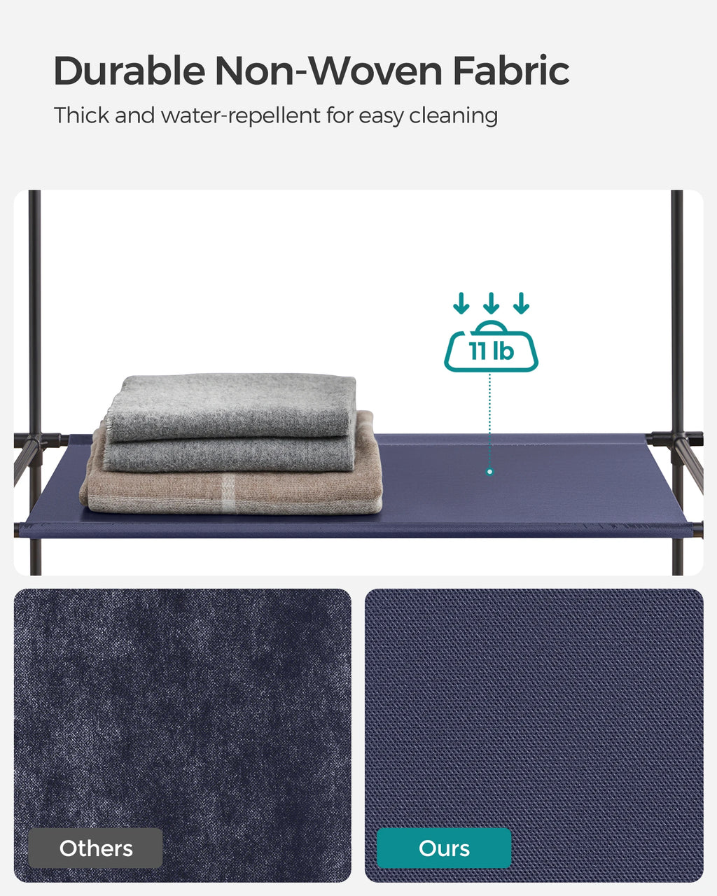SONGMICS Closet Wardrobe, Portable Closet for Bedroom, Clothes Rail with Non-Woven Fabric Cover, Clothes Storage Organizer