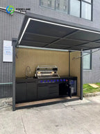 Customized Outdoor Kitchen Station Portable Stainless with Sink & Storage Trolley Weather Resistant for BBQ Camping Catering