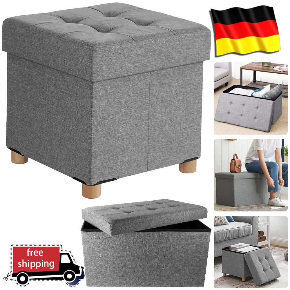 Folding Storage Trunk Footrest Stool Cube Bench Square Folding Stool Polyester Stool Storage Boxes for Bedroom Entrance Store